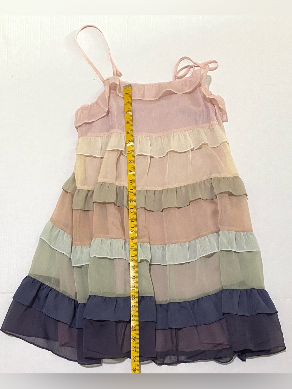 Storia Womens S Pastel Chiffon Ruffle Dress Boho Fall Fairy Cottagecore Feminine - Picture 10 of 14